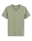 Stretch Cotton V - Neck T-Shirt - Khaki - Runner