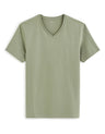 Stretch Cotton V - Neck T-Shirt - Khaki - Runner