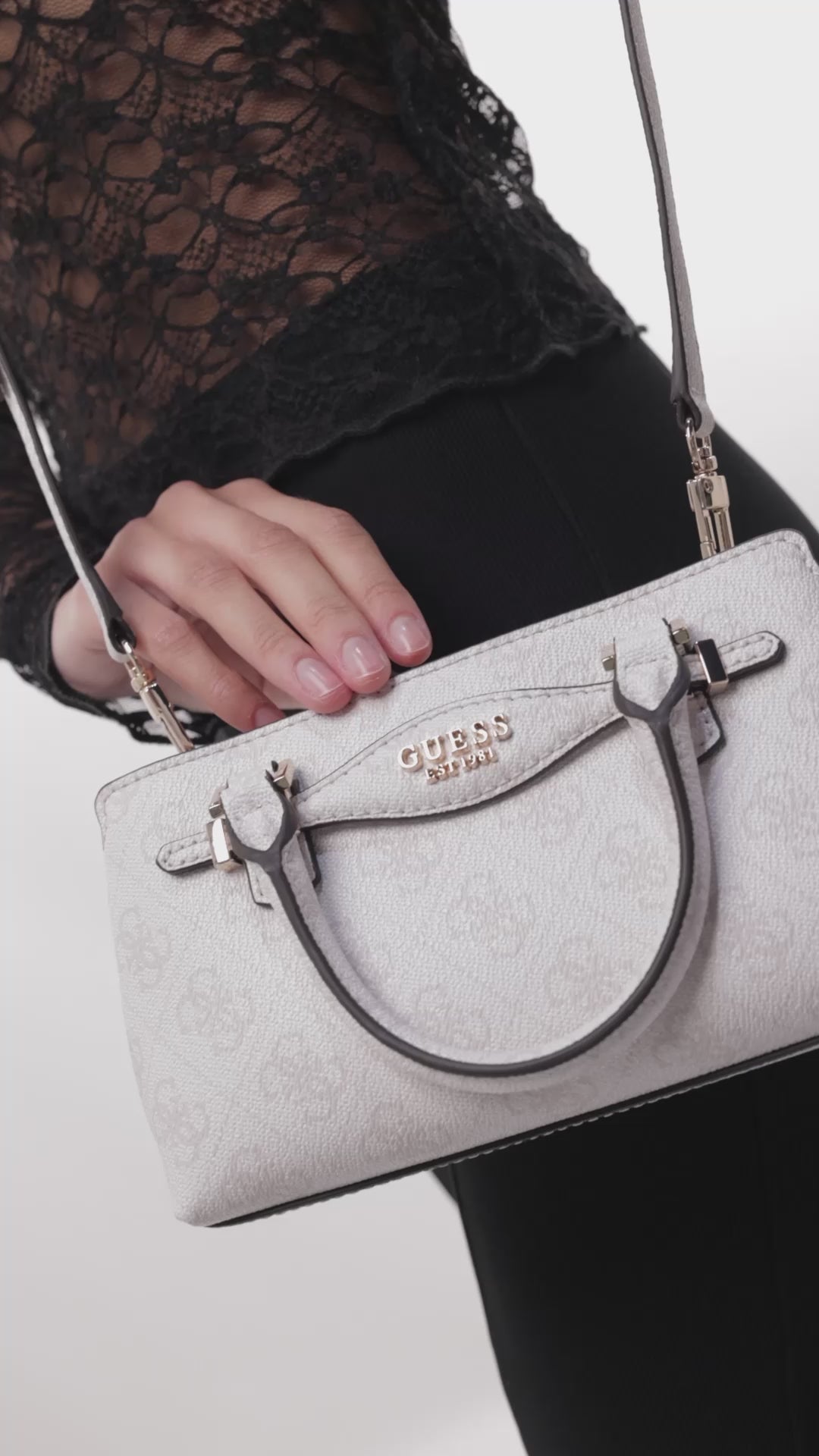 GUESS Katya Mini Satchel Handbag WHITE GB535
