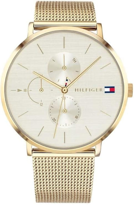 Tommy Hilfiger Analogue Multifunction Quartz Watch for women with Gold colored Stainless Steel mesh bracelet - 1781943 TTW39 - Runner