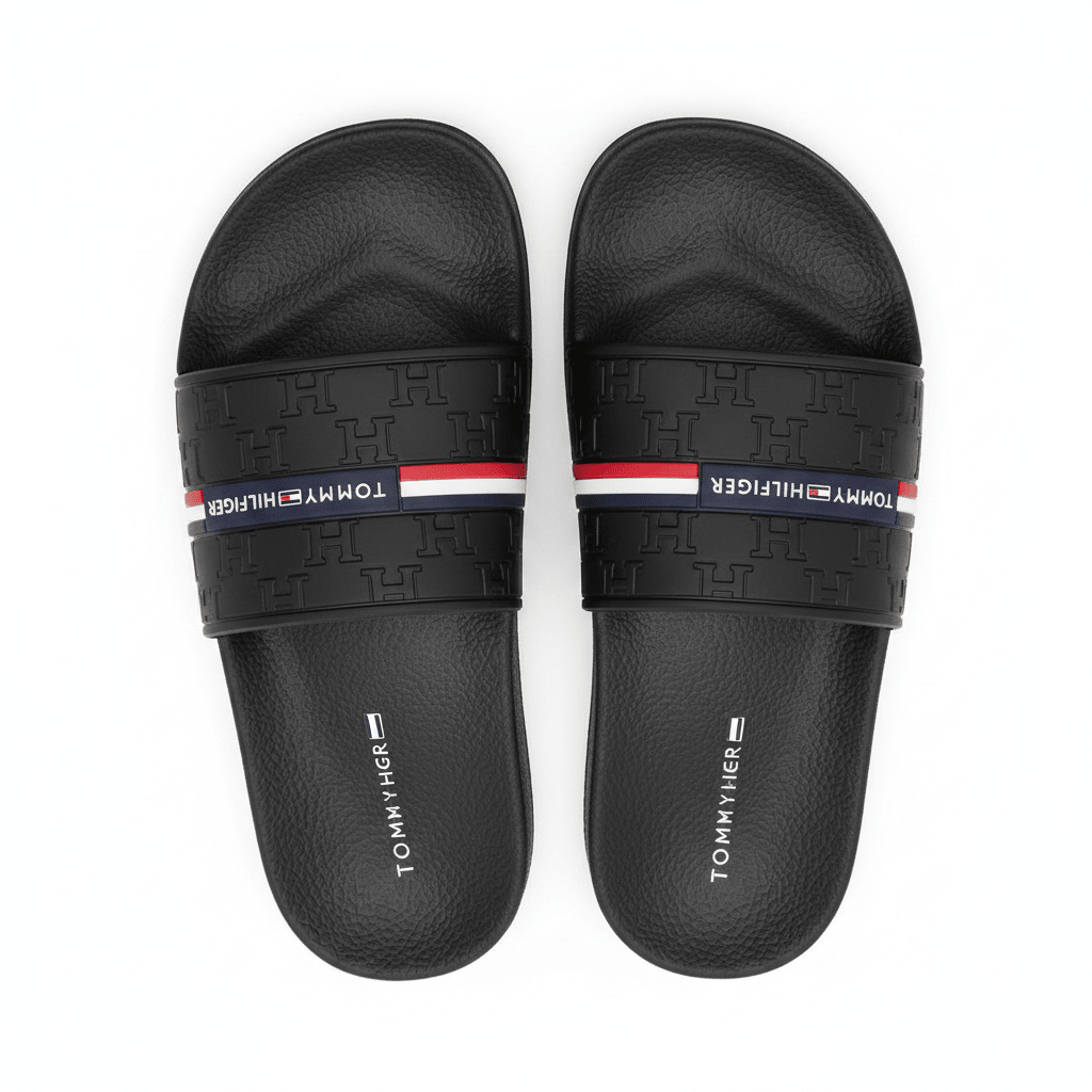 Tommy Hilfiger Dewts Logo Monogram Slides Men - BLK SLM4 - Runner
