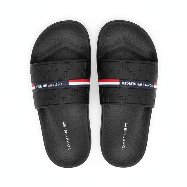 Tommy Hilfiger Dewts Logo Monogram Slides Men - BLK SLM4 - Runner