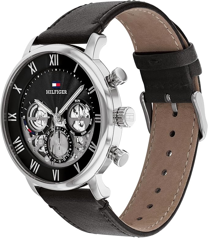 Tommy Hilfiger Legend Men's Black Dial Black Leather Watch - 1710565 TTM46 - Runner