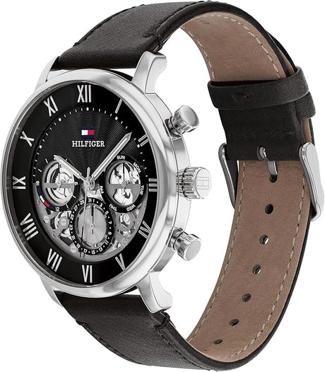 Tommy Hilfiger Legend Men's Black Dial Black Leather Watch - 1710565 TTM46 - Runner