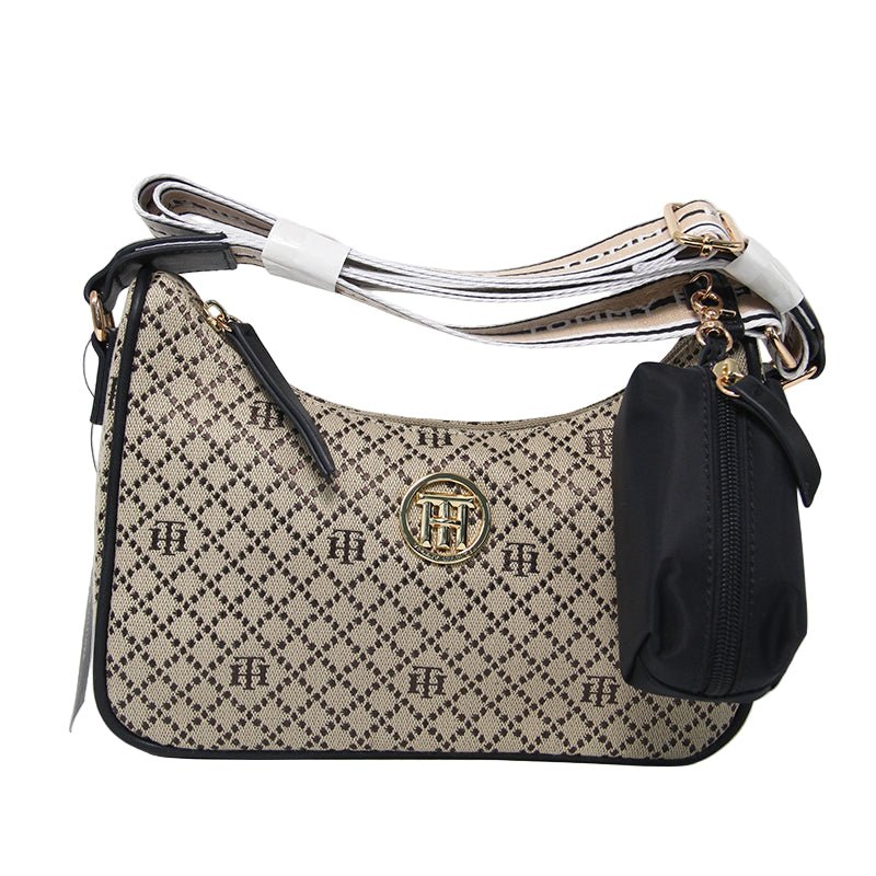 TOMMY HILFIGER Riley All Over Monogram Baguette Bag TB152 - Runner