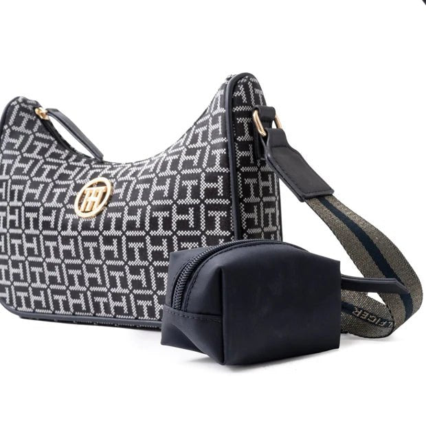 TOMMY HILFIGER Riley All Over Monogram Baguette Bag TB154 - Runner