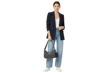 TOMMY HILFIGER Riley All Over Monogram Baguette Bag TB154 - Runner