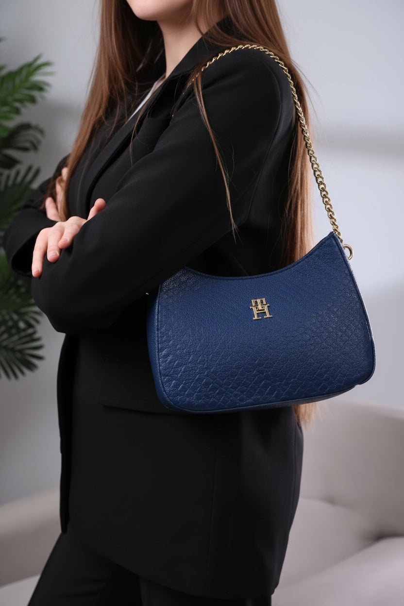 TOMMY HILFIGER TH Textured Shoulder Bag Blue TB308 - Runner