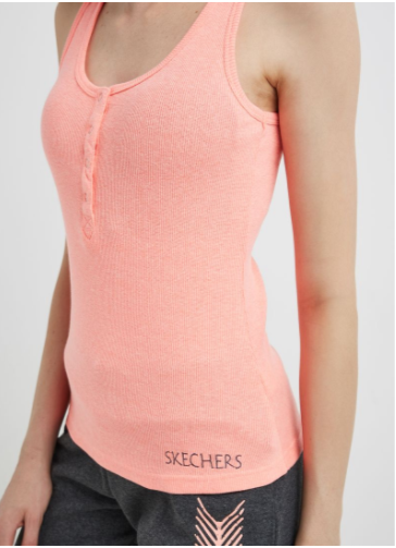 Skechers Round Neck Sleeveless T-Shirt Coral Melange