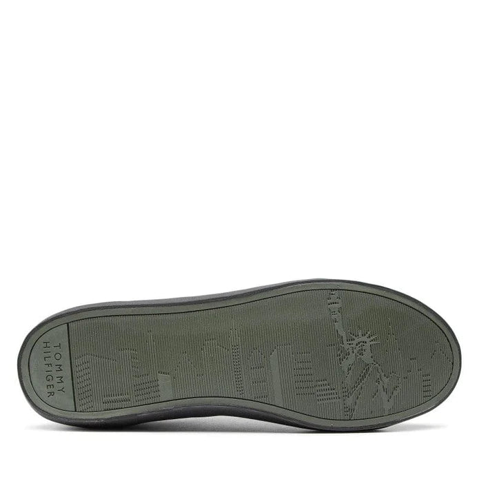 Tommy Hilfiger Essential Leather Vulc Stripes Sneaker - Black #T094