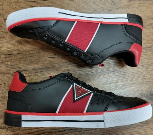 Guess Men's Washed Jeans U.S.A Black Red Fashion Sneakers #G003