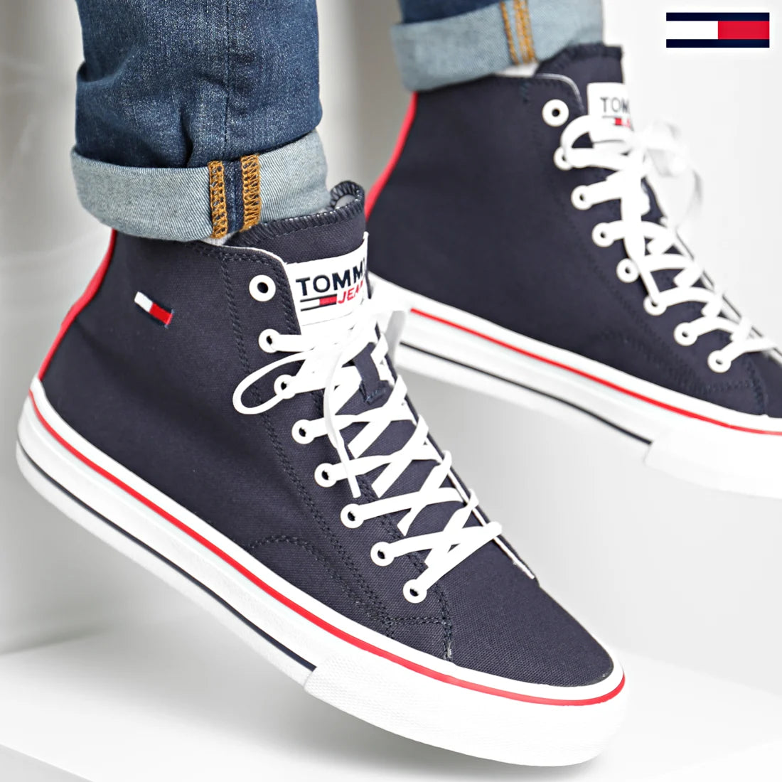 Tommy Jeans Mid Men Lace Up Vulc Boot Navy #T153